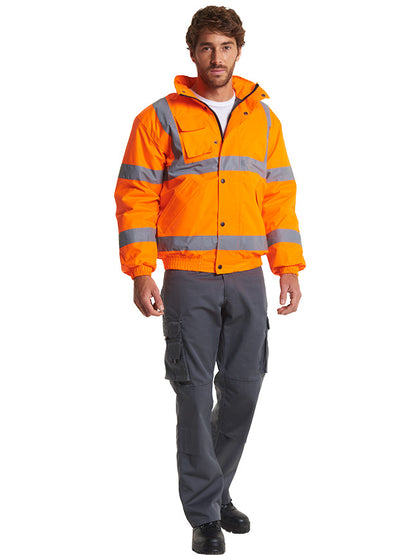 Hi Vis jacket worn by workman. Custom Printing available.